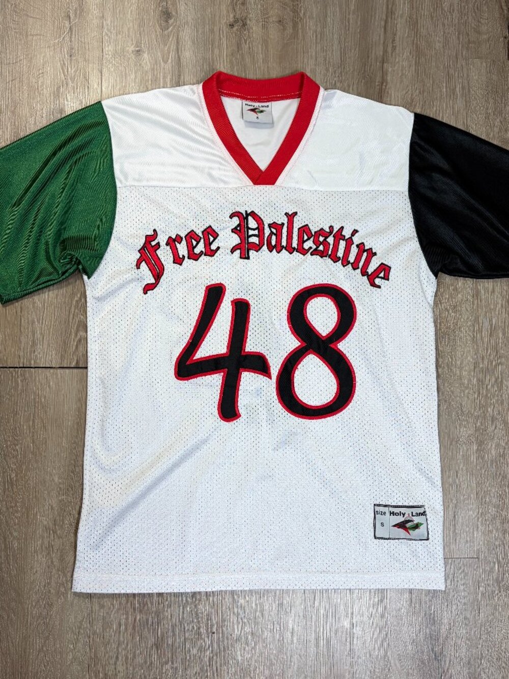 Free Palestine 48 Jersey Mesh Small White Red Green